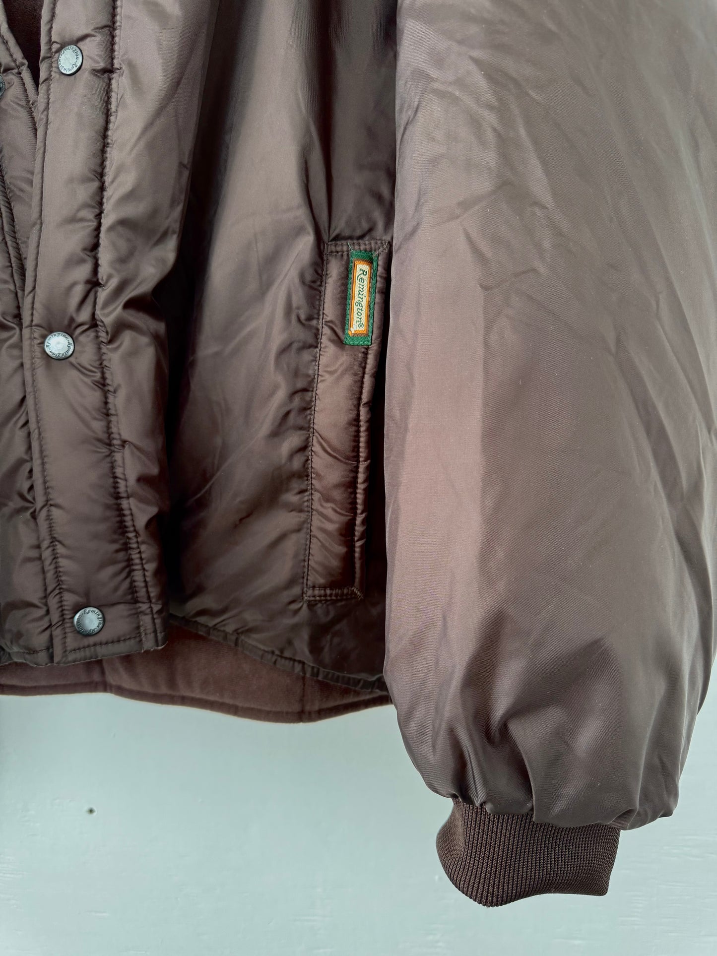 Vintage Brown Remington Hunting Bomber Puffer Jacket