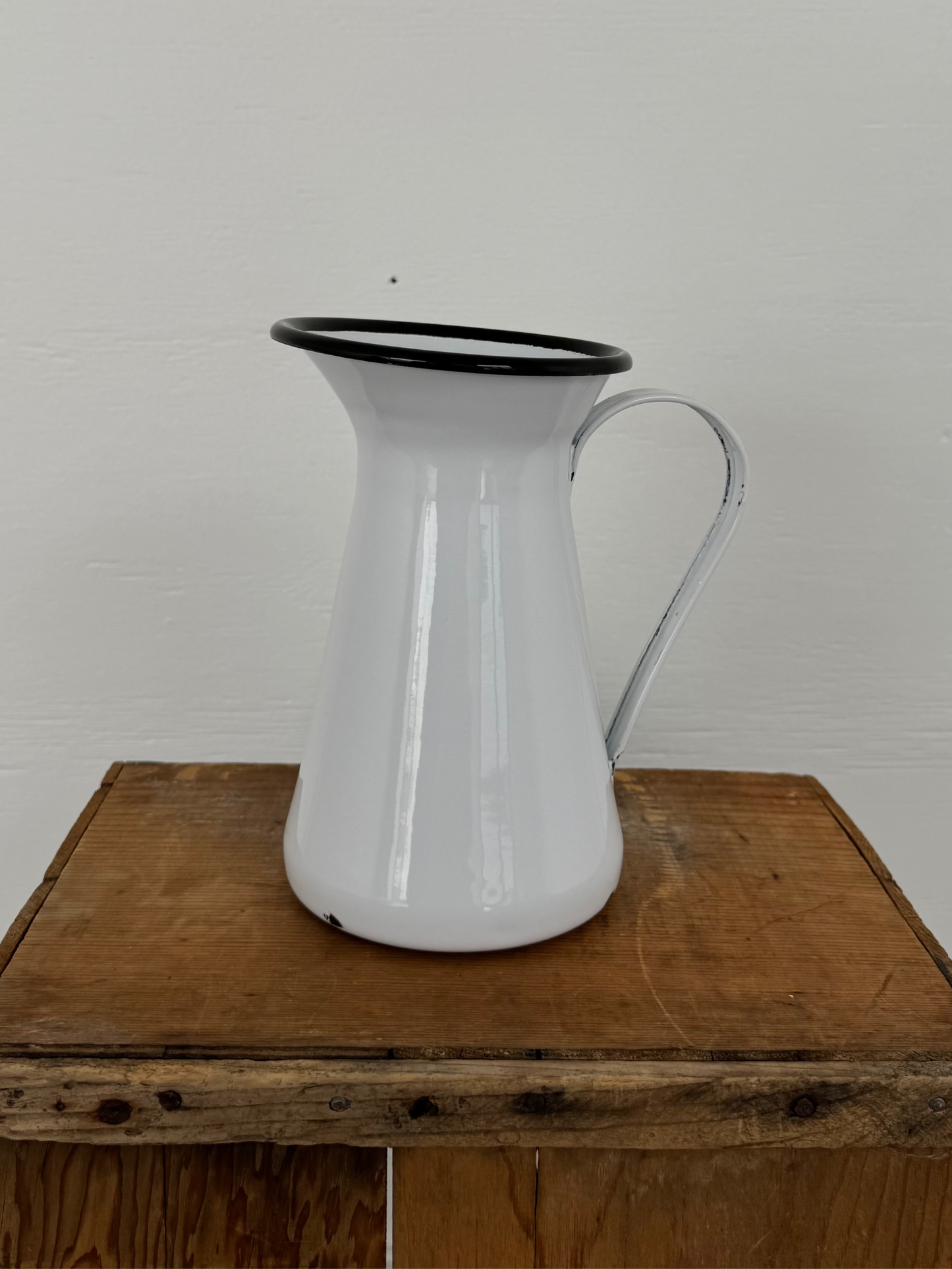 Vintage Enamel White Pitcher