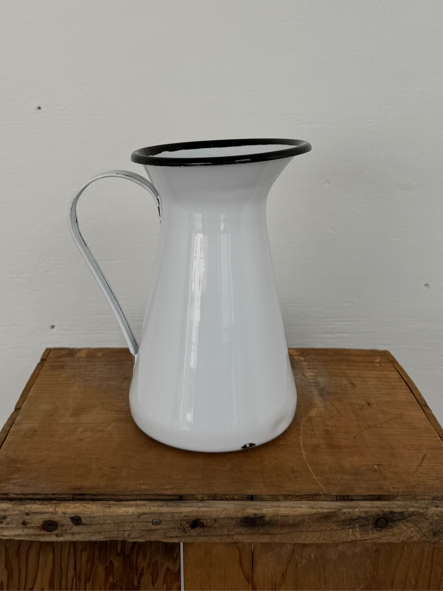 Vintage Enamel White Pitcher