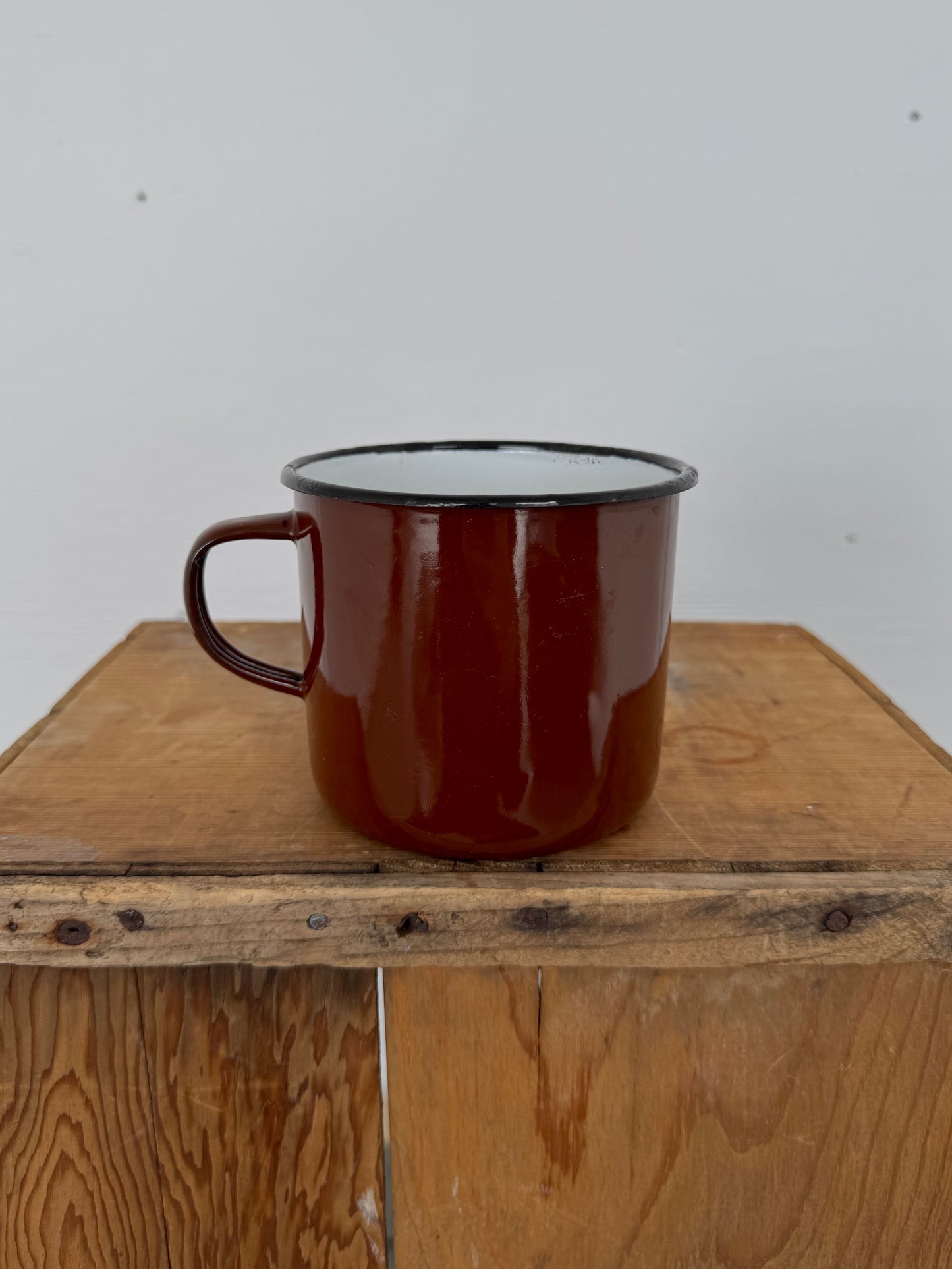 Vintage Brown Large Enamel Mug
