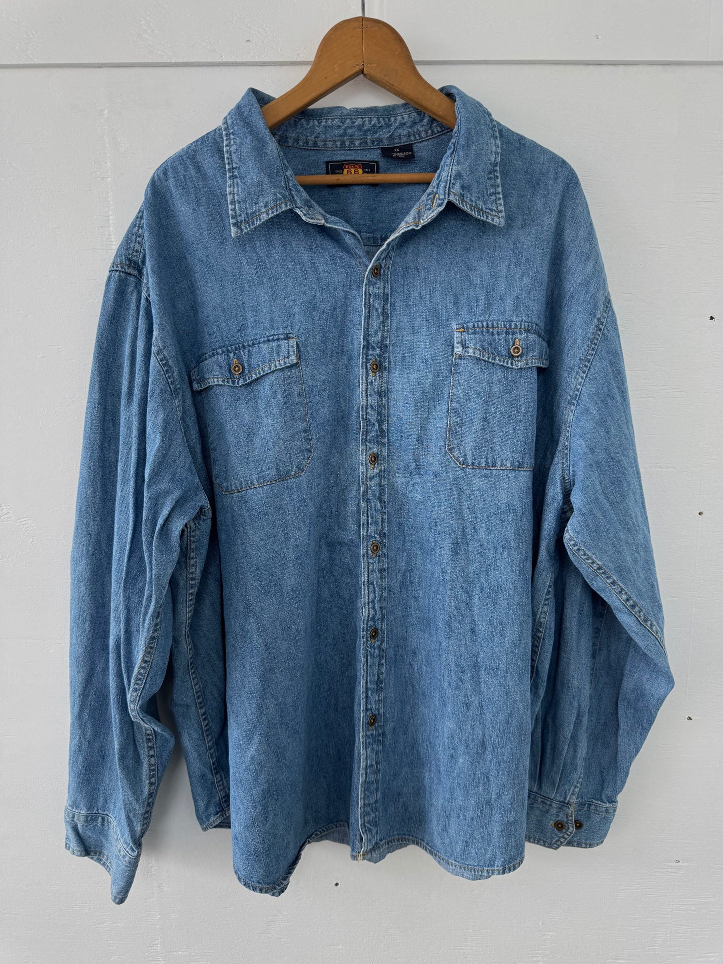 Vintage Route 66 Denim Button Up