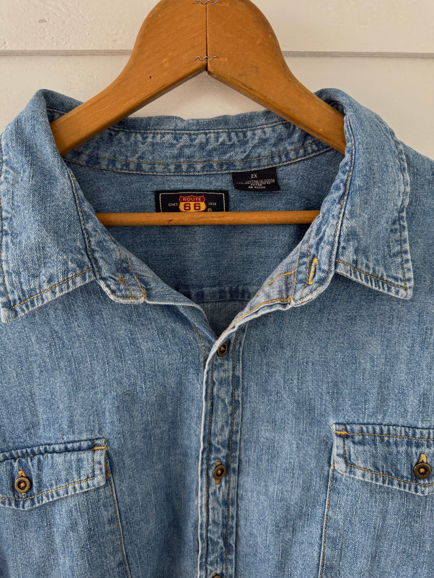 Vintage Route 66 Denim Button Up