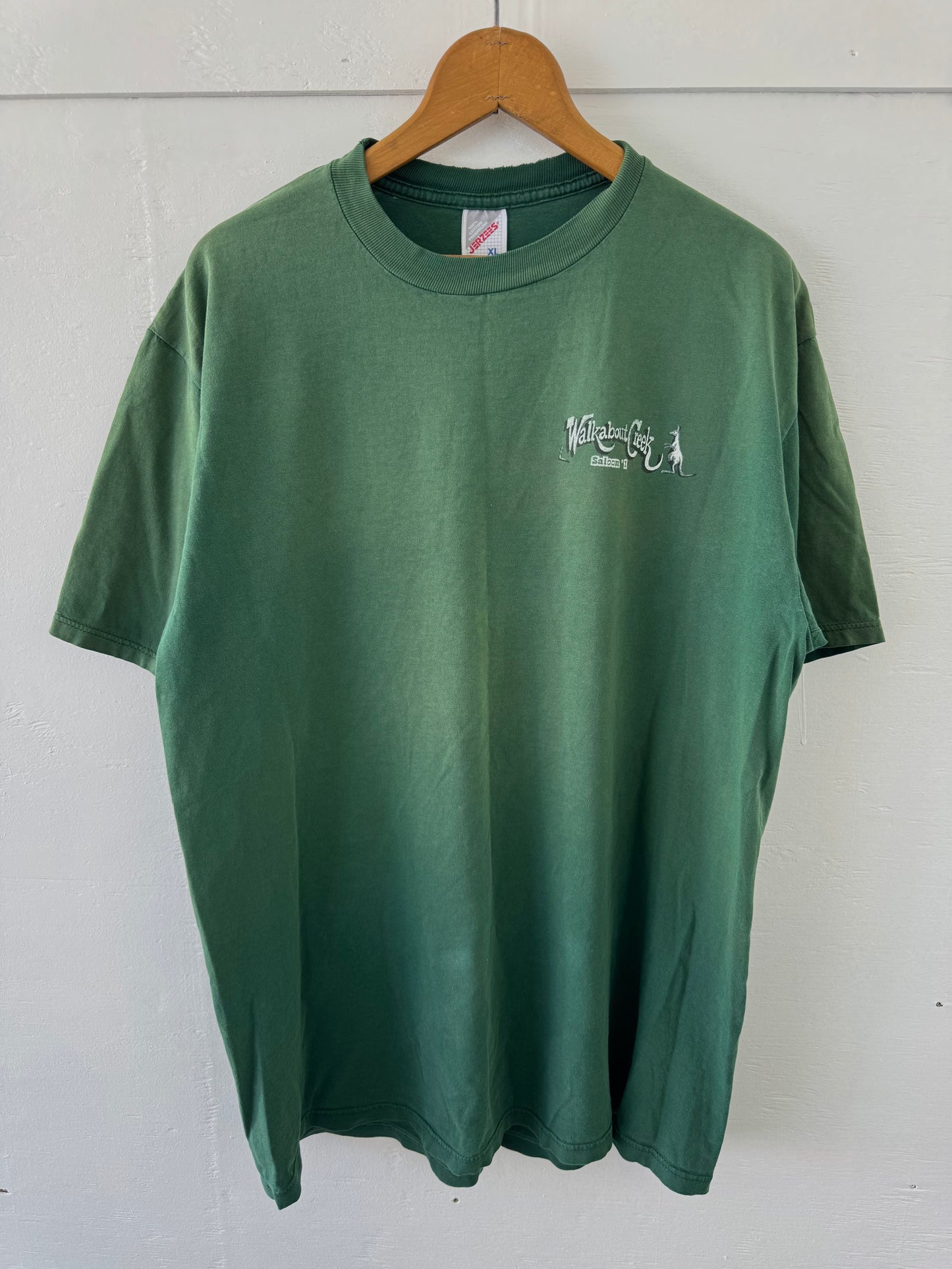 Vintage Green Sun Faded Naches Washington Walkabout Creek Saloon T-Shirt