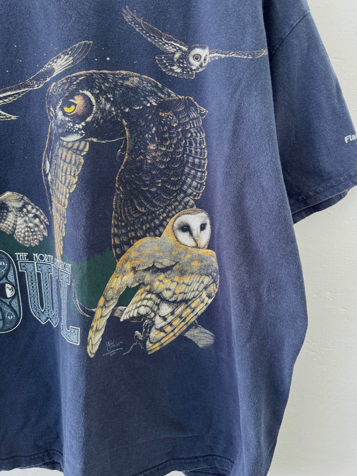 Vintage Y2K Blue North American Owl T-Shirt